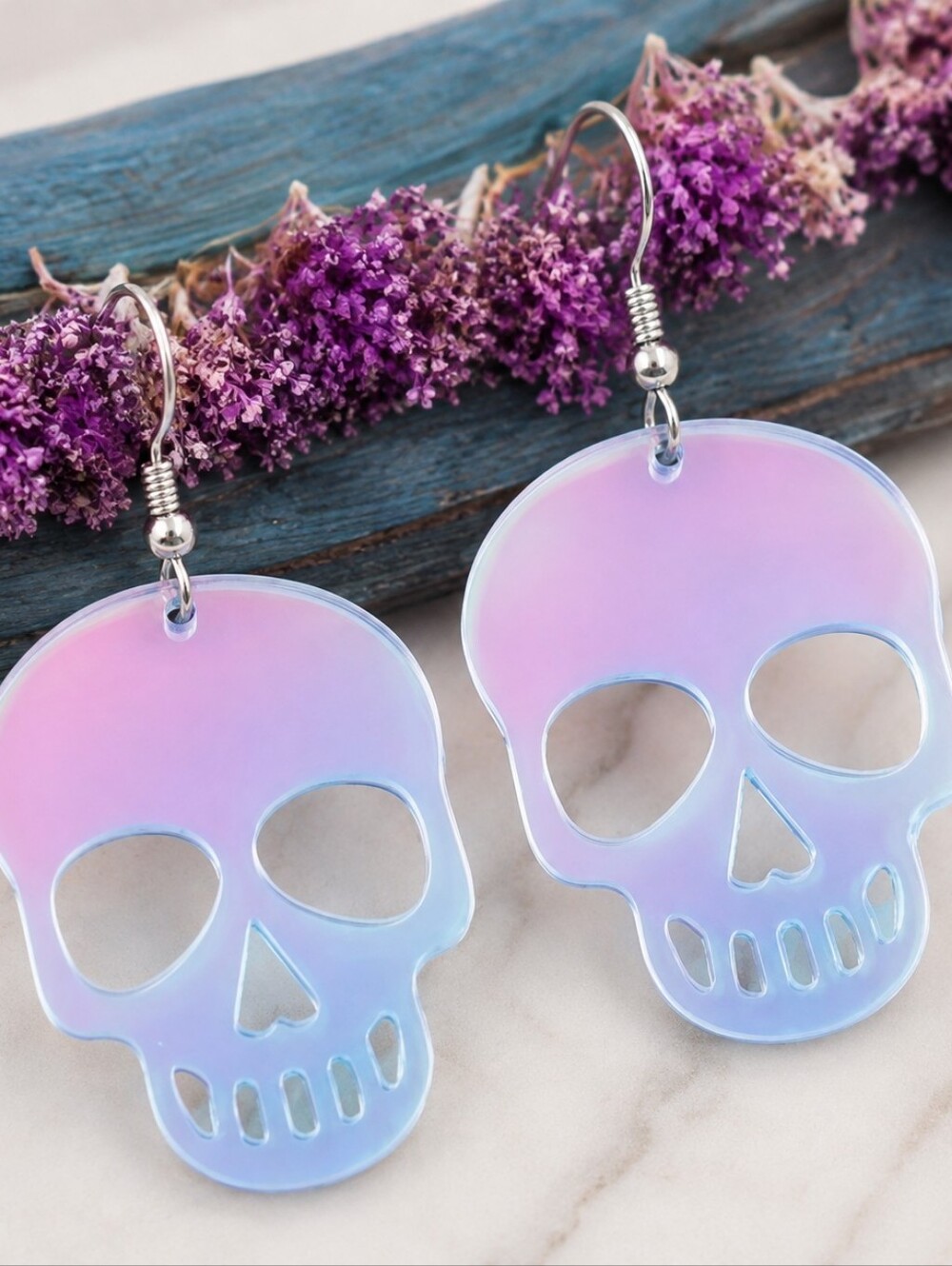 MODCLOTH HOLOGRAPHIC SKULL HALLOWEEN EARRINGS 2